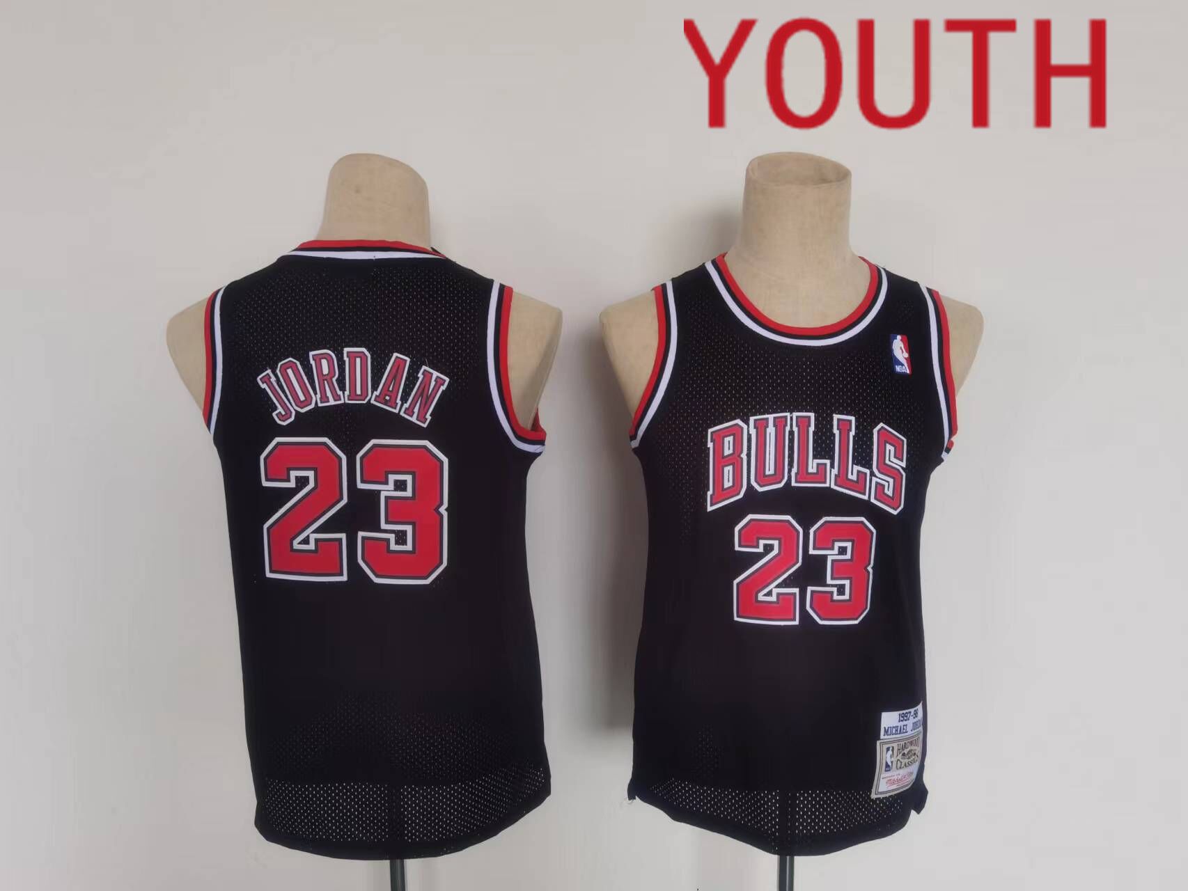 Youth Chicago Bulls #23 Jordan Black Throwback 2022 NBA Jerseys
